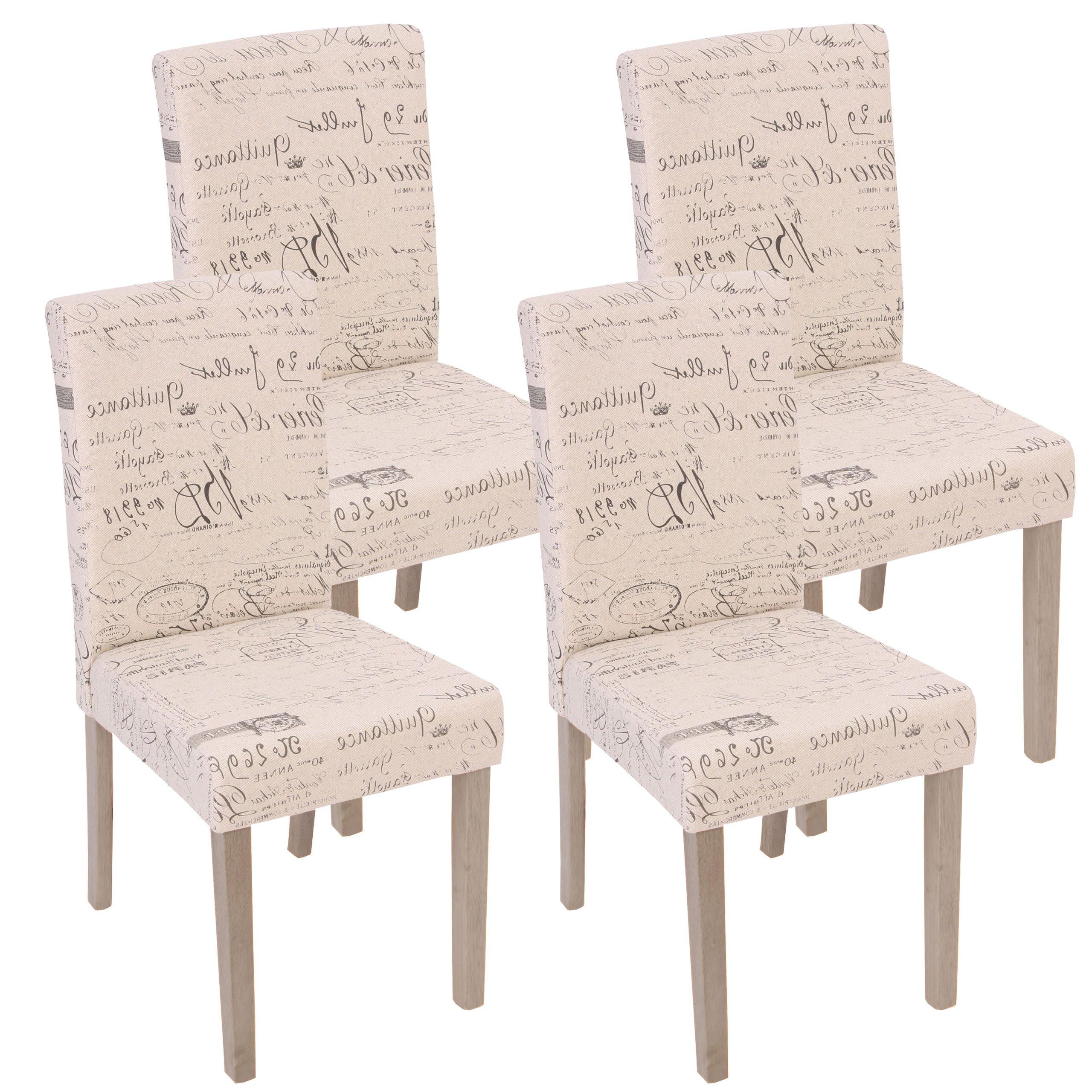 ESSZIMMERSTUHL SCHRIFT Beige, Schwarz 4er-Set - Beige/Creme, Textil (43/90/56cm) - MCW