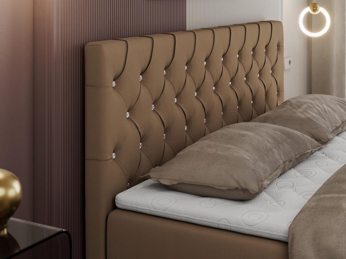 BOXBETT ROMA 180/200 - Braun Kunstleder - H3 - Braun, Holz/Textil (180/200cm)