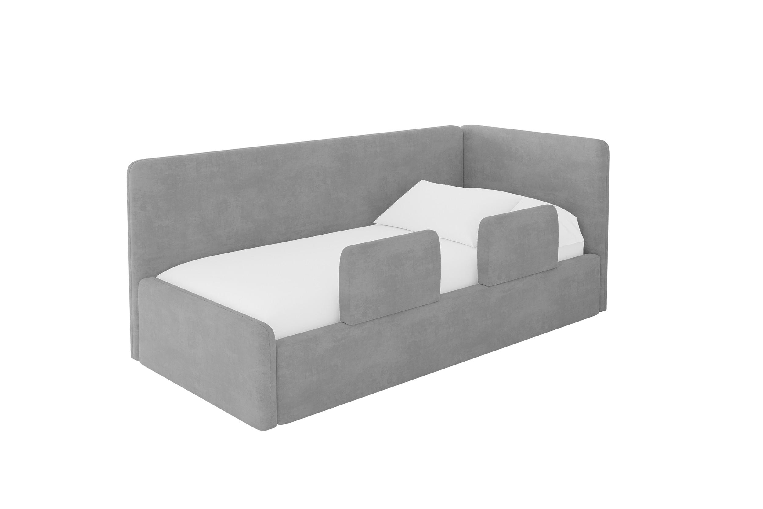 EINZELLBETT Jugendbett mit Bettkasten und Matratze H3/H4, Links - NORY 100x200 Grau - Hellgrau, Holzwerkstoff/Textil (100/200cm) - ALTDECOR