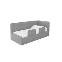 EINZELLBETT Jugendbett mit Bettkasten und Matratze H3/H4, Links - NORY 80x200 Grau - Hellgrau, Holzwerkstoff/Textil (80/200cm) - ALTDECOR