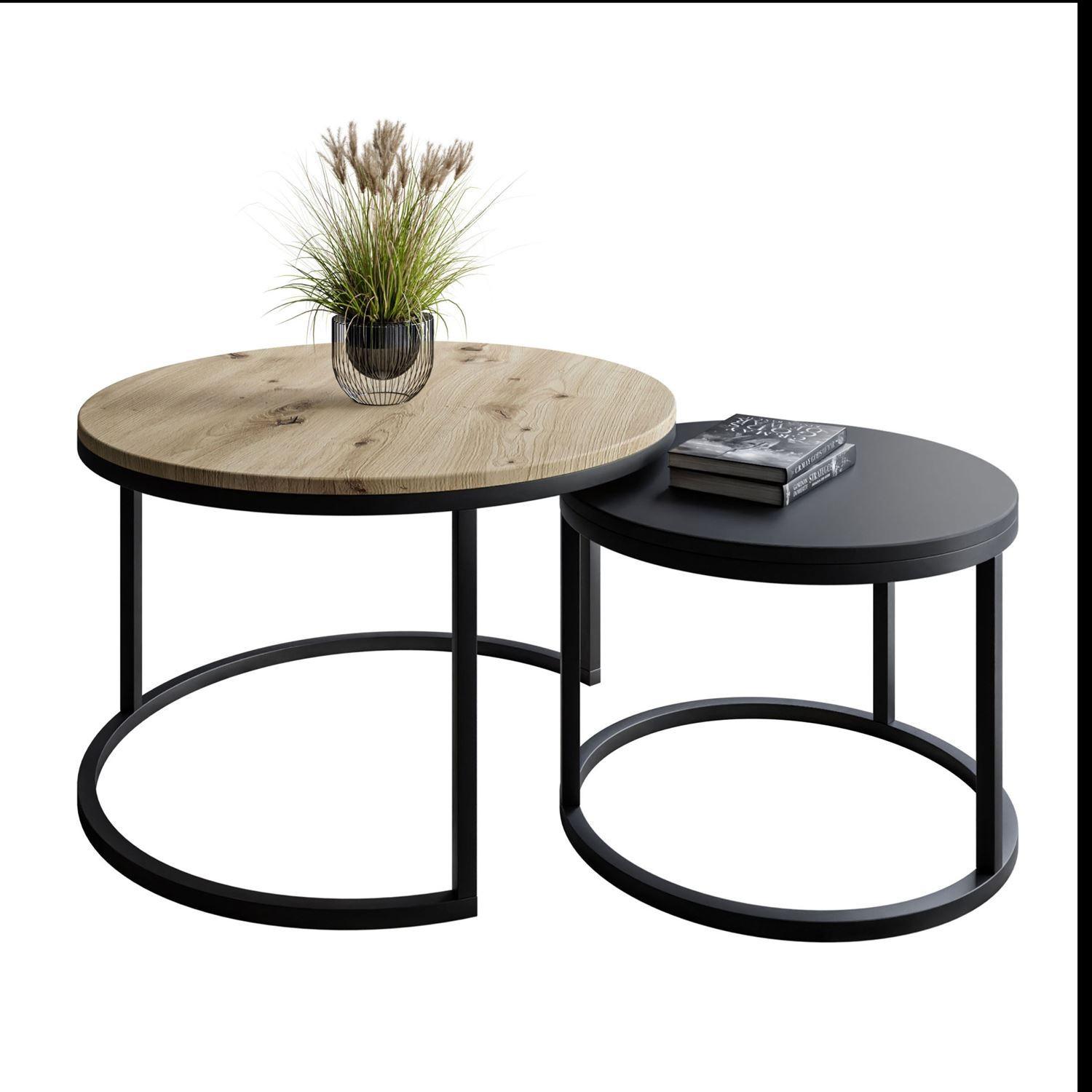 COUCHTISCH CIRI MIX SLIM 2-in-1 - Hellbraun, Holzwerkstoff (70/70/48cm) - Lookway