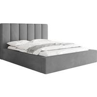 POLSTERBETT Amira mit Bettkasten, Grau Samt 140x200 cm - Birkefarben/Hellgrau, Holzwerkstoff/Kunststoff (140/200cm) - WFL GROUP