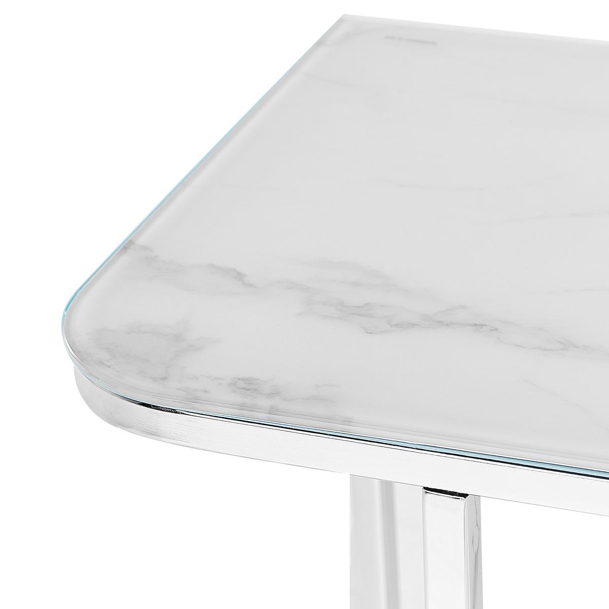 KONSOLENTISCH Marmor Optik weiß/silber Calvert - Silberfarben/Weiß, Glas (35/100/84cm) - Beliani