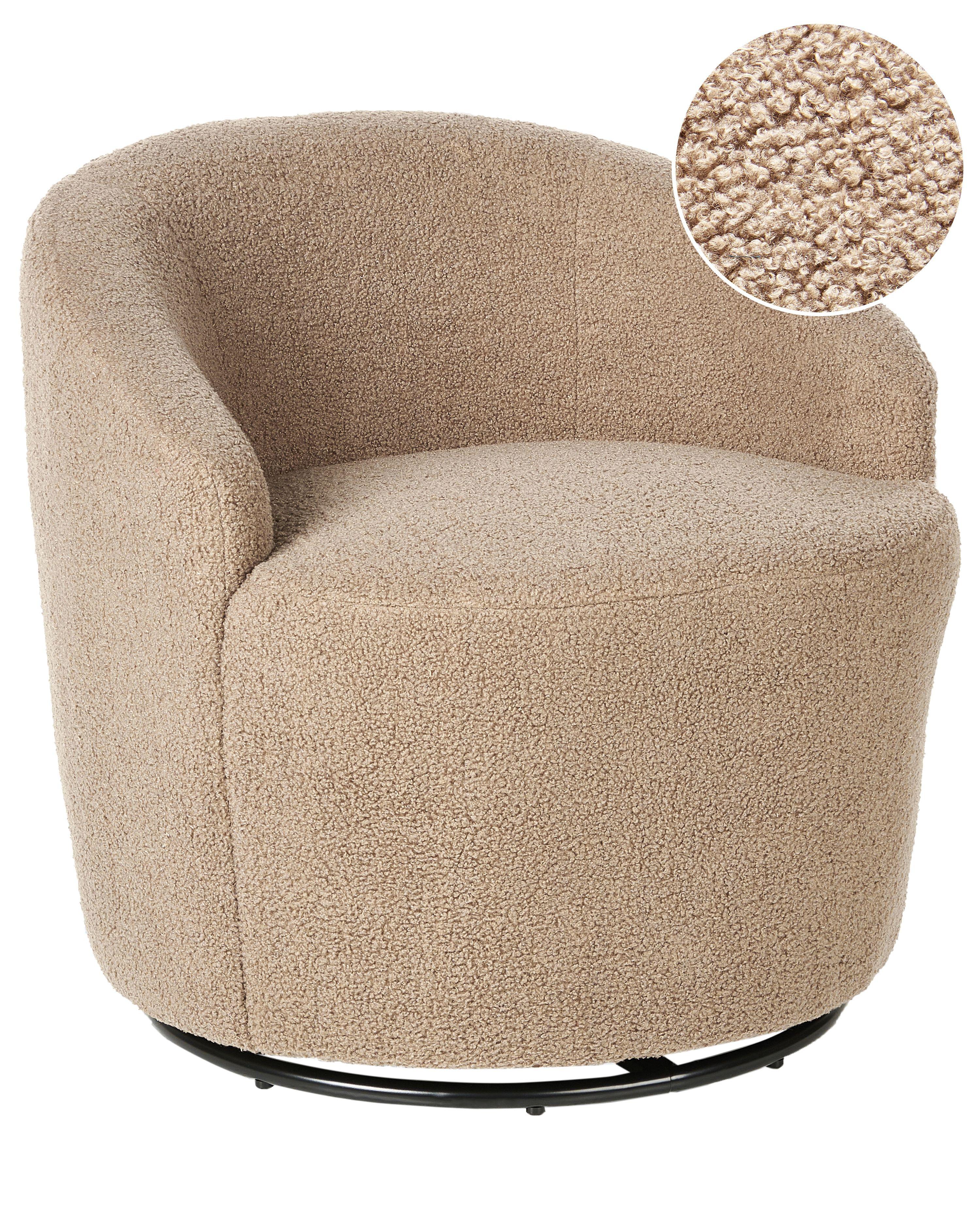 DREHSESSEL Taupe Davik - Taupe/Schwarz, Textil (62/67/63cm) - Beliani
