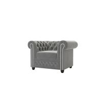 CHESTERFIELD-SESSEL Nyx Grau Samt - Braun/Grau, Holz/Textil (94/72/86cm) - S-Style Möbel