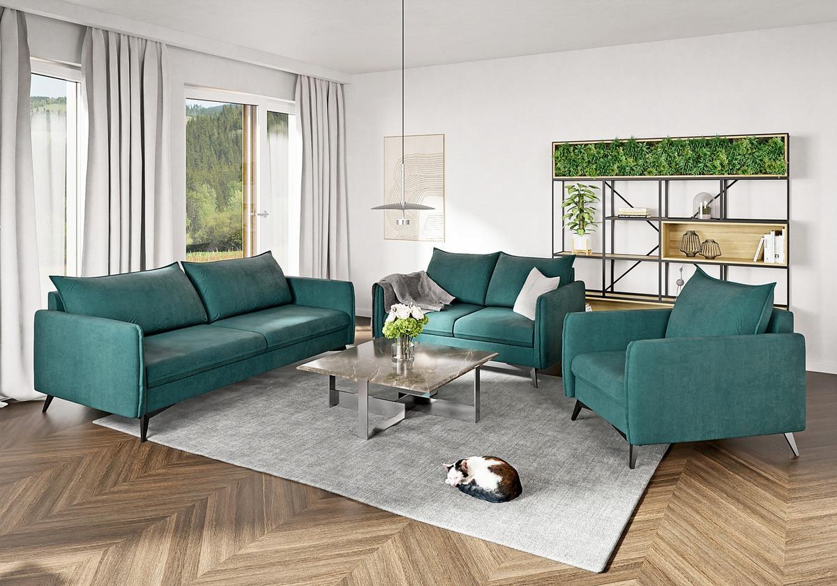 SESSEL Pulse Türkis Luxusmicrofaser - Türkis/Schwarz, Holz/Textil (74/86/31cm) - S-Style Möbel