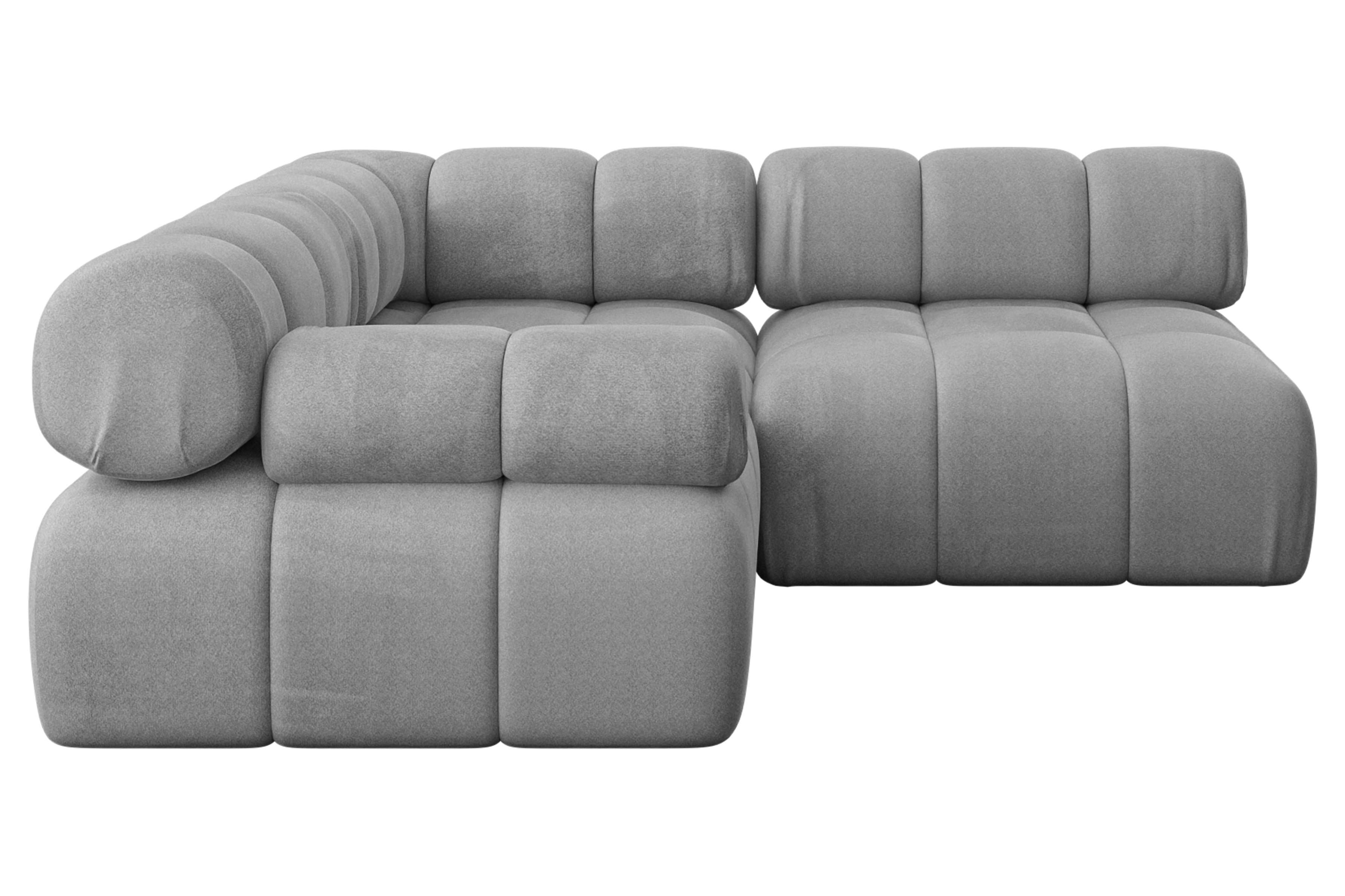 ECKSOFA modulares Sofa Mende-L1 - 190x190x70 cm Hellgrau Velours - Hellgrau, Holzwerkstoff/Textil (190/190cm) - ALTDECOR