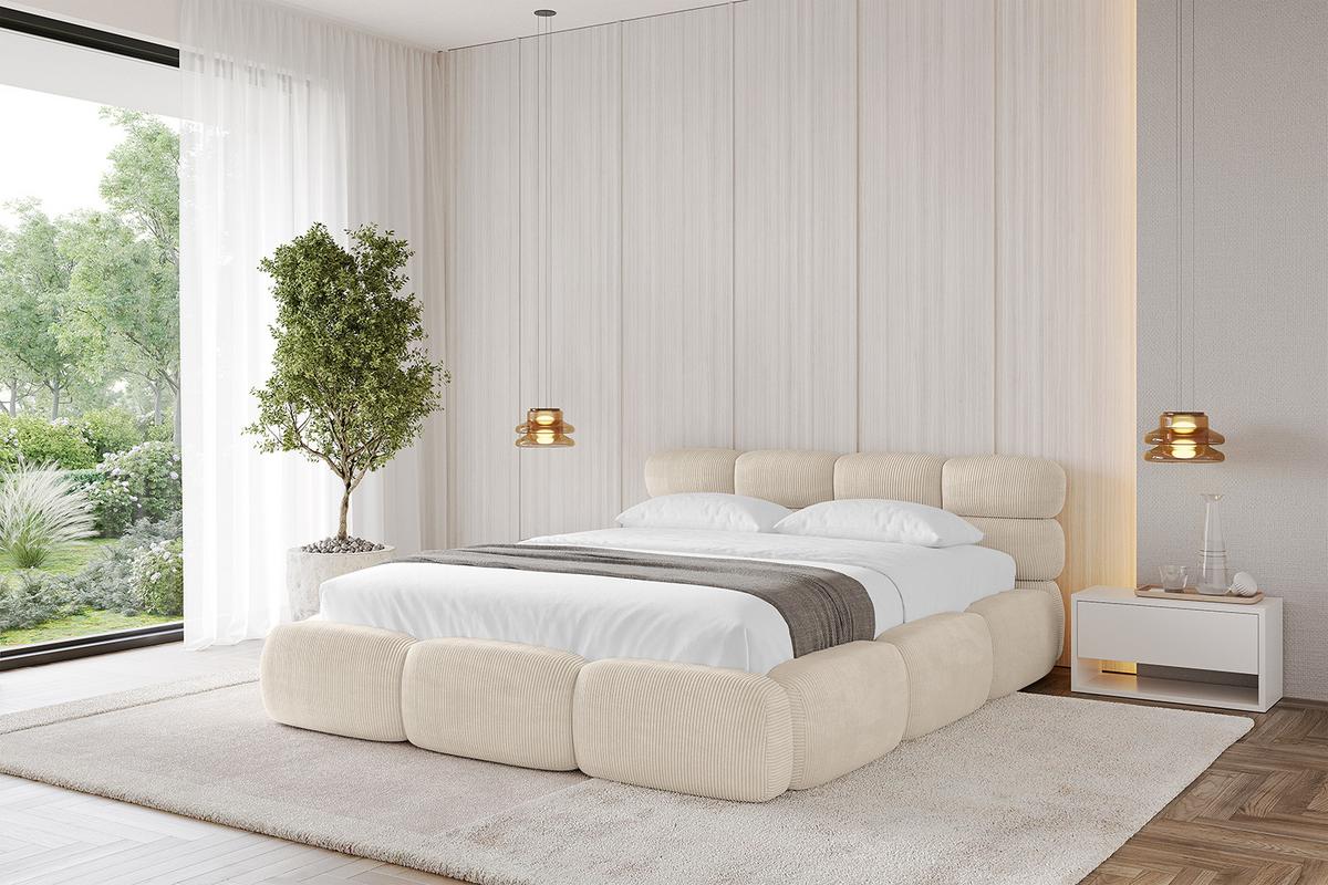 POLSTERBETT mit Bettkasten und Lattenrost, Boxbett ohne Matratze - NOMA 140x200 Beige - Beige, Holzwerkstoff/Textil (140/200cm) - ALTDECOR