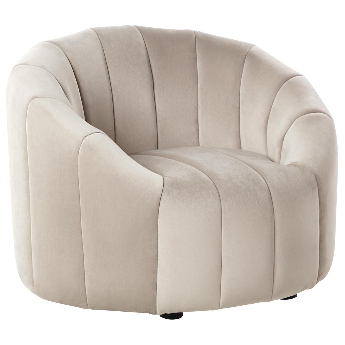 SOFA-SET 6-Sitzer Samtstoff Beige Malung - Beige, Textil (202/68/79cm) - Beliani