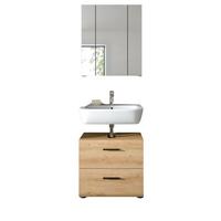 BADMÖBEL SET 2-teilig in Artisan Eiche, Badkombination 60 x 185 cm, Cover - Eichefarben/Schwarz, Glas/Holzwerkstoff (60/185/30cm) - Inn.Furn
