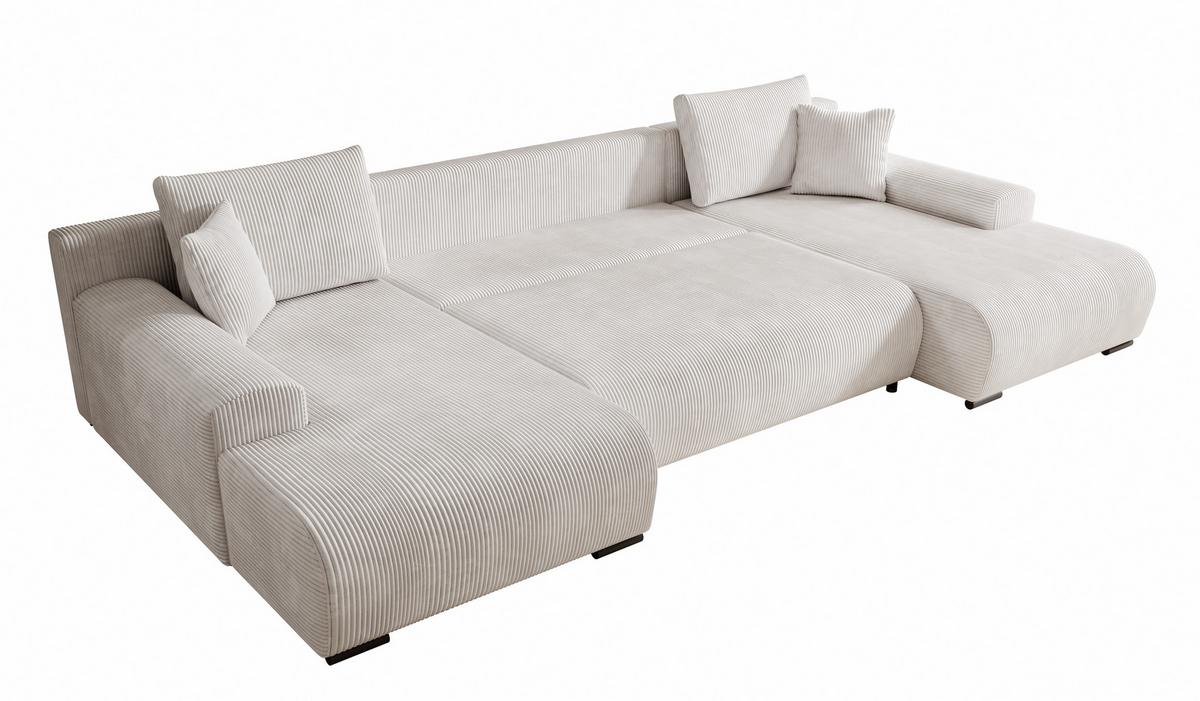 WOHNLANDSCHAFT, Couch Nelly U U WOHNLANDSCHAFT U-Form, mit Schlaffunktion und Bettkasten, U-Form Couch - Creme, Textil (349/80/185cm)