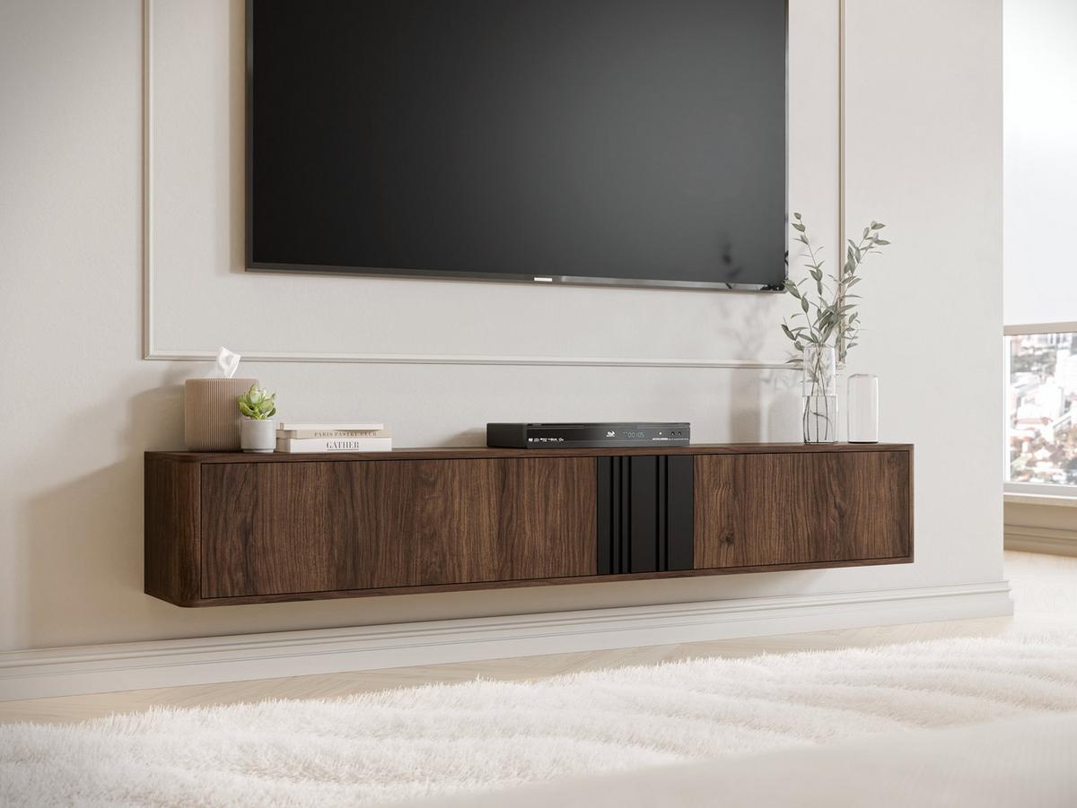 TV-LOWBOARD Philippe 190 - Nussbaumfarben/Schwarz, Holzwerkstoff (190/30/31cm) - MIRJAN24