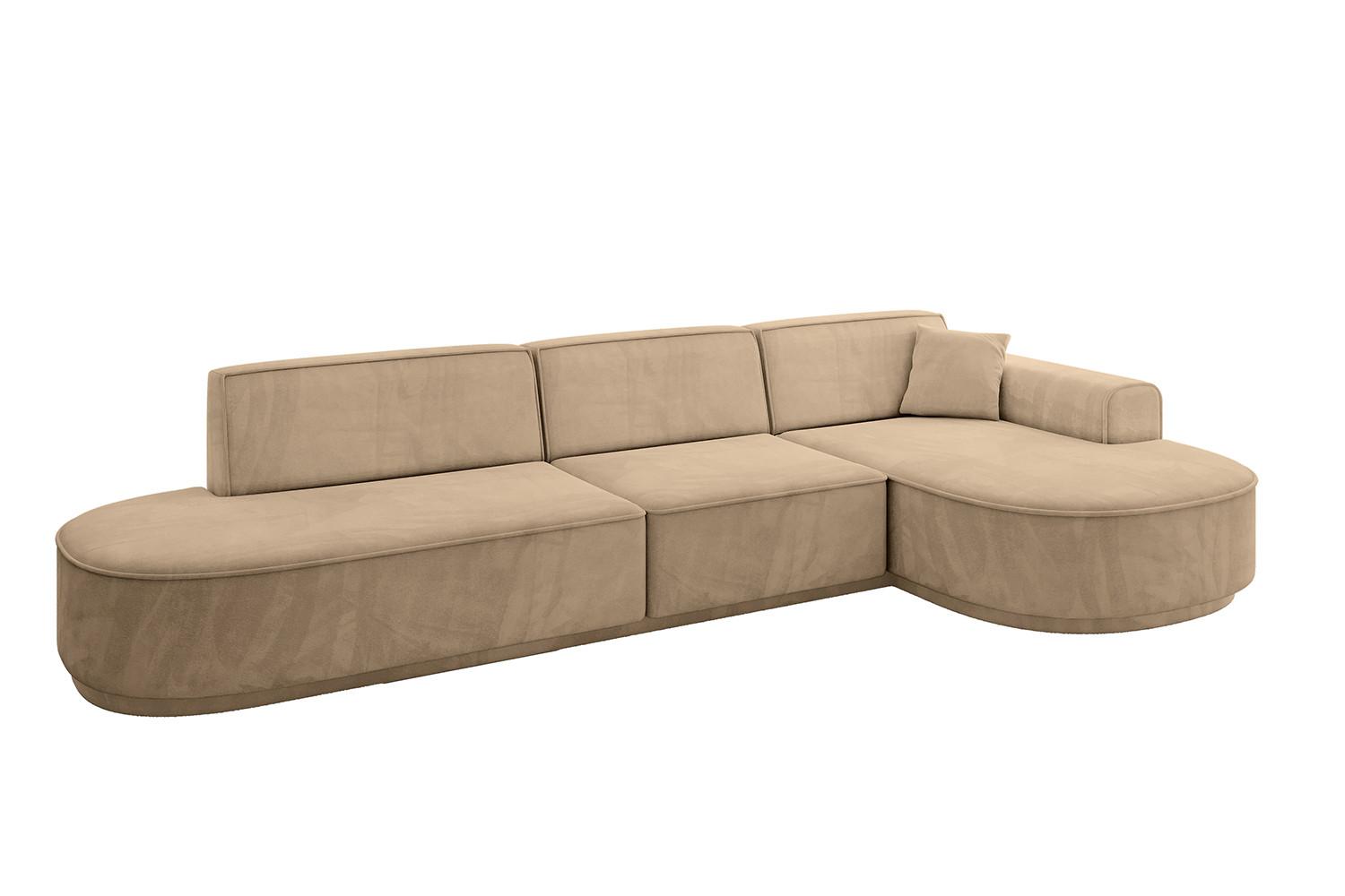 ECKSOFA Ottomane Rechts MARI-L2-v3 - 328x171x83 cm Taupe Velours - Taupe/Schwarz, Holzwerkstoff/Kunststoff (171/328cm) - ALTDECOR