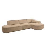 ECKSOFA Ottomane Rechts MARI-L2-v3 - 328x171x83 cm Taupe Velours - Taupe/Schwarz, Holzwerkstoff/Kunststoff (171/328cm) - ALTDECOR