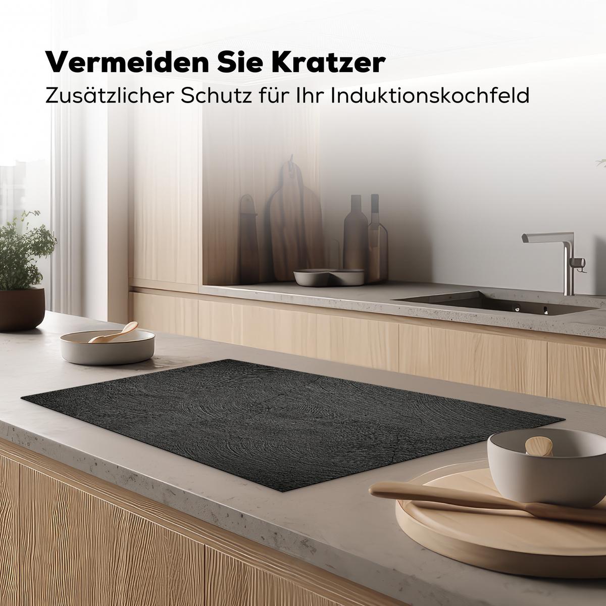 HERDABDECKPLATTE Beton - Schwarz - Industriell Ceranfeldabdeckung 85x52 cm - Anthrazit, Kunststoff (85/52/0.2cm) - MuchoWow