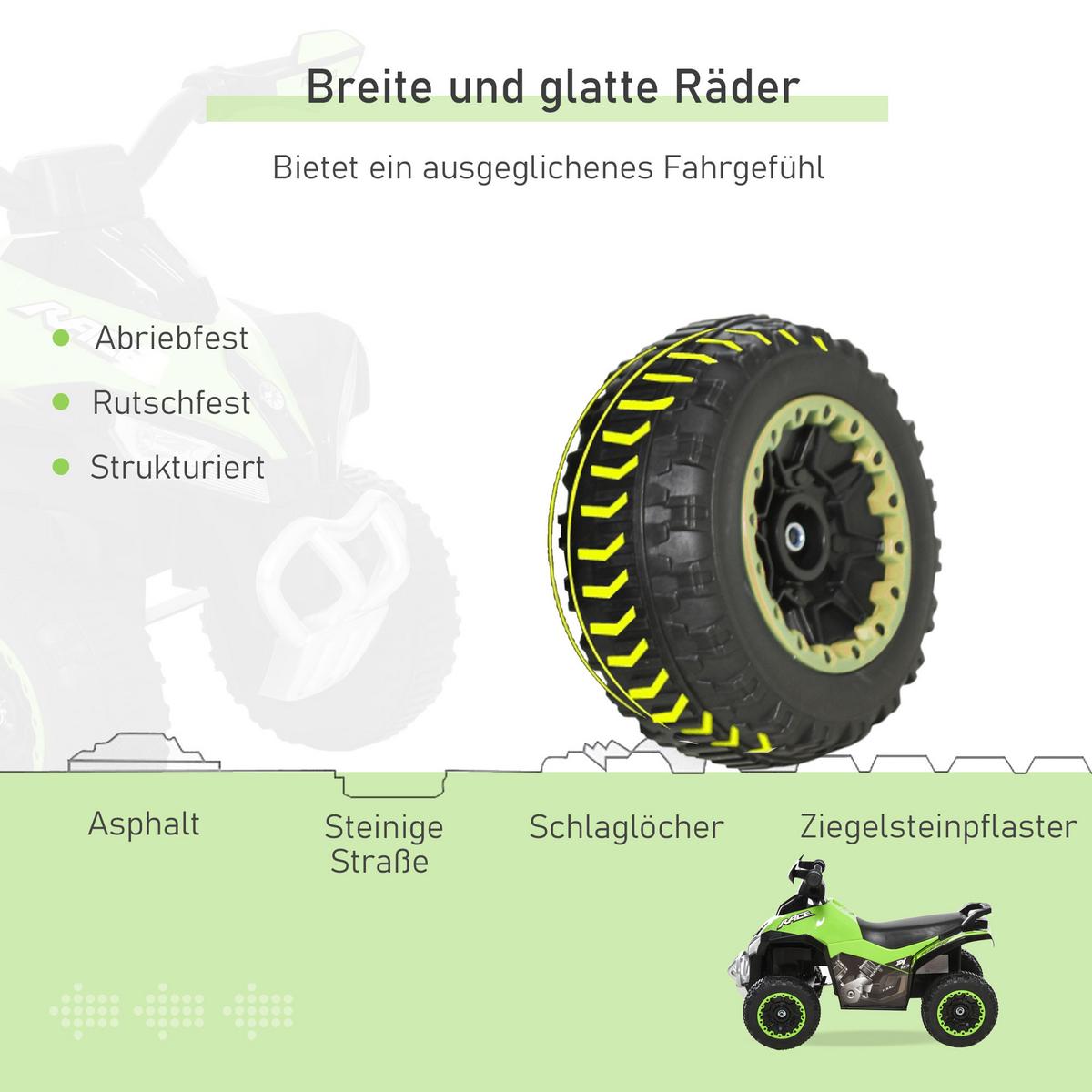 RUTSCHAUTO Kinder Tretauto Kinderauto mit Füßen rutschen Licht Musik Grün - Grün, Metall (67/5/38cm) - HOMCOM