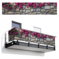 BALKON-SICHTSCHUTZ Bougainvillea - Steinmauer - Rosa Deko XXL 500x110 cm - Magenta, Kunststoff (500/110cm) - MuchoWow
