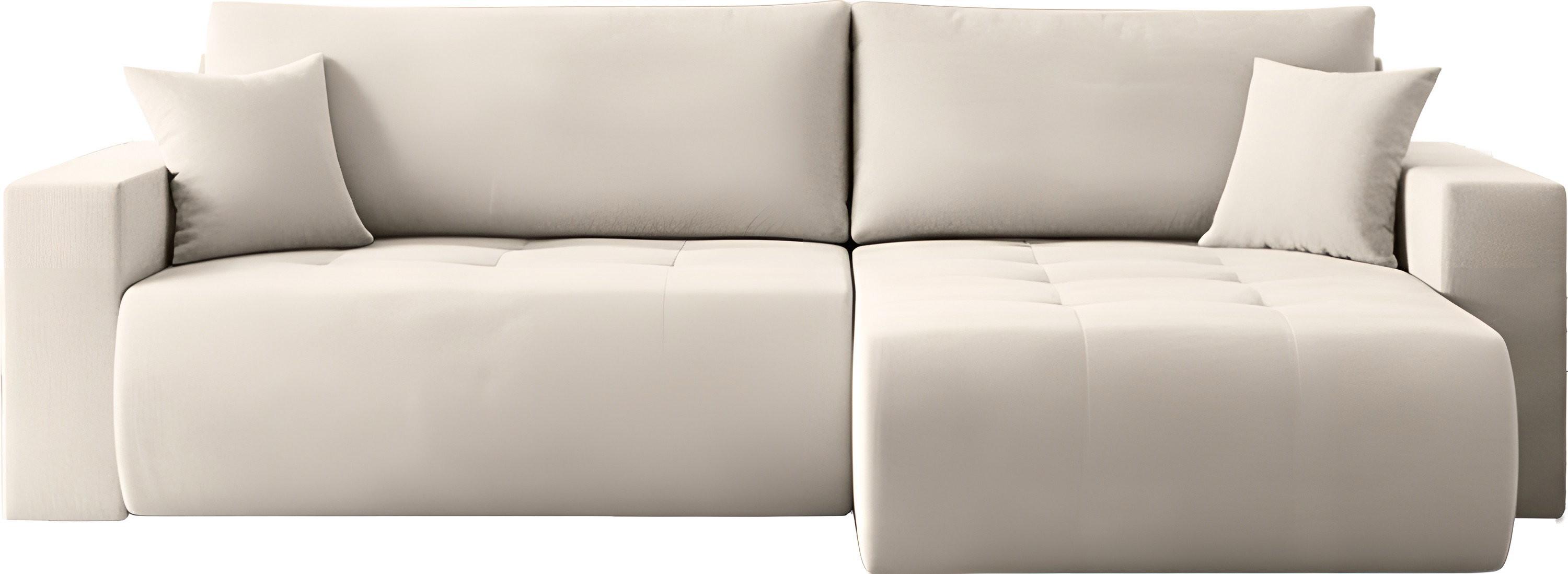 ECKSOFA Alva 3-Sitzer Universall Rechts/Links, Strukturstoff Beige 277/154/83 cm - Beige/Schwarz, Textil (277/154cm) - WFL GROUP