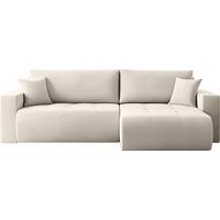 ECKSOFA Alva 3-Sitzer Universall Rechts/Links, Strukturstoff Beige 277/154/83 cm - Beige/Schwarz, Textil (277/154cm) - WFL GROUP