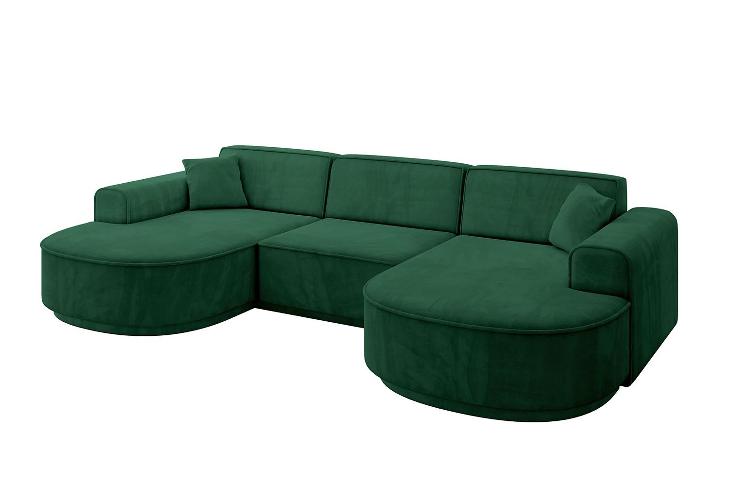 WOHNLANDSCHAFT MARI-U1-v3 - 303x171x83 cm Dunkelgrün Velours - Dunkelgrün/Schwarz, Holzwerkstoff/Kunststoff (303/83/171cm) - ALTDECOR