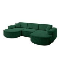 WOHNLANDSCHAFT MARI-U1-v3 - 303x171x83 cm Dunkelgrün Velours - Dunkelgrün/Schwarz, Holzwerkstoff/Kunststoff (303/83/171cm) - ALTDECOR