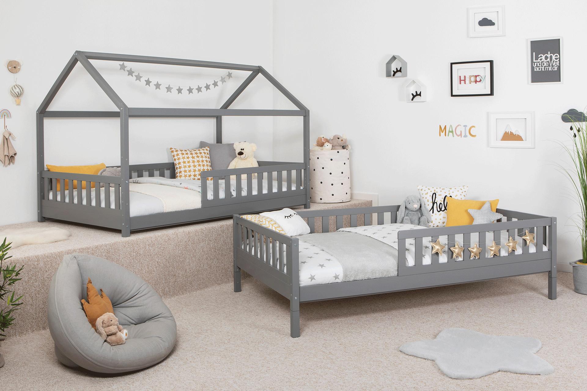 Hochbett in Weiß und Anthrazit mit viel Stauraum von mömax