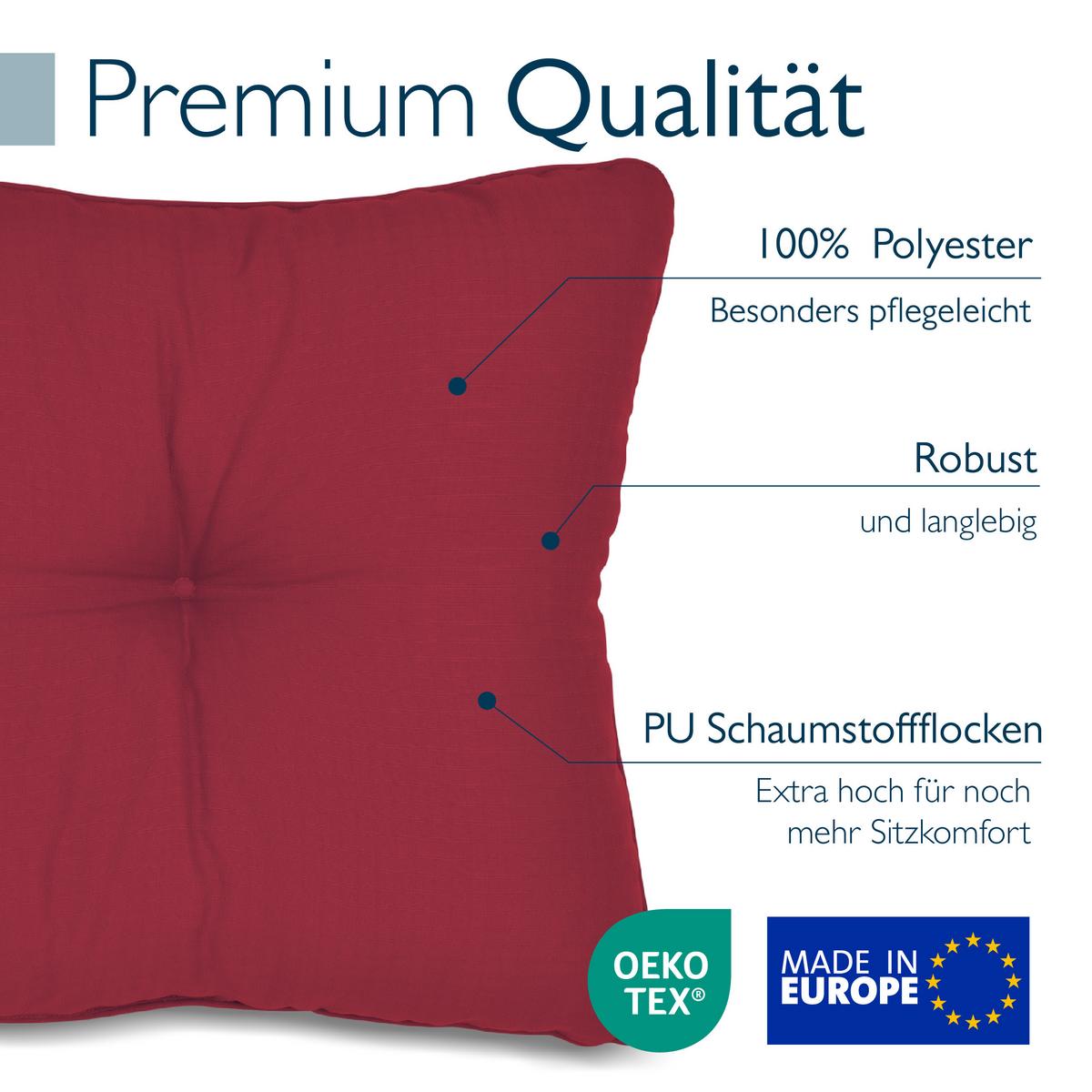 LOUNGEKISSEN Xluna Sitz 40x40x10cm mit Rücken 50x40x12cm Rot (2tlg) - Rot, Textil (40/50cm) - Beautissu 