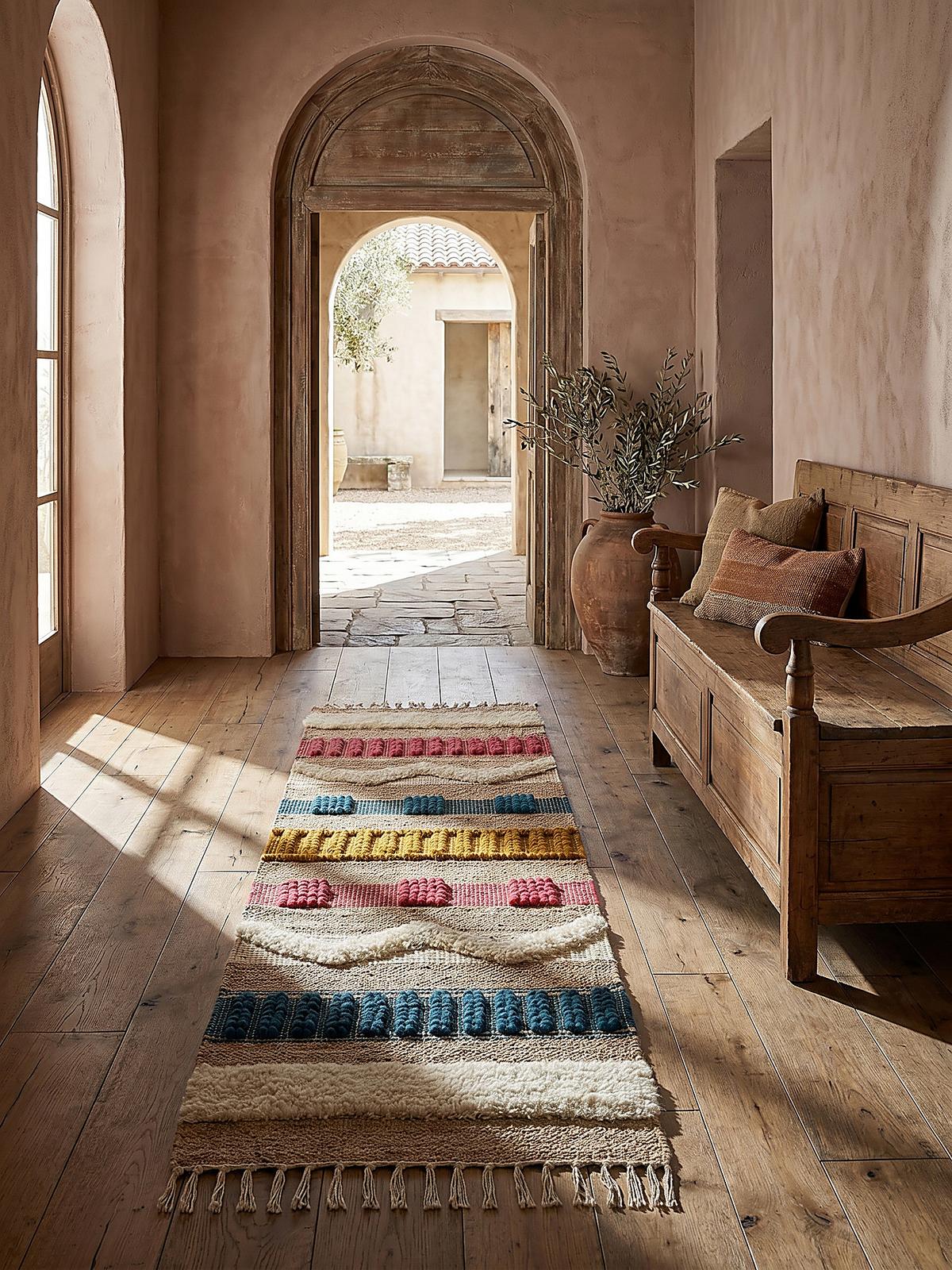 TEPPICH aus Jute handgewebt WHARFE in Bunt, geometrisch, 60 x 230 cm - Multicolor, Textil (230/60cm) - KADIMA DESIGN