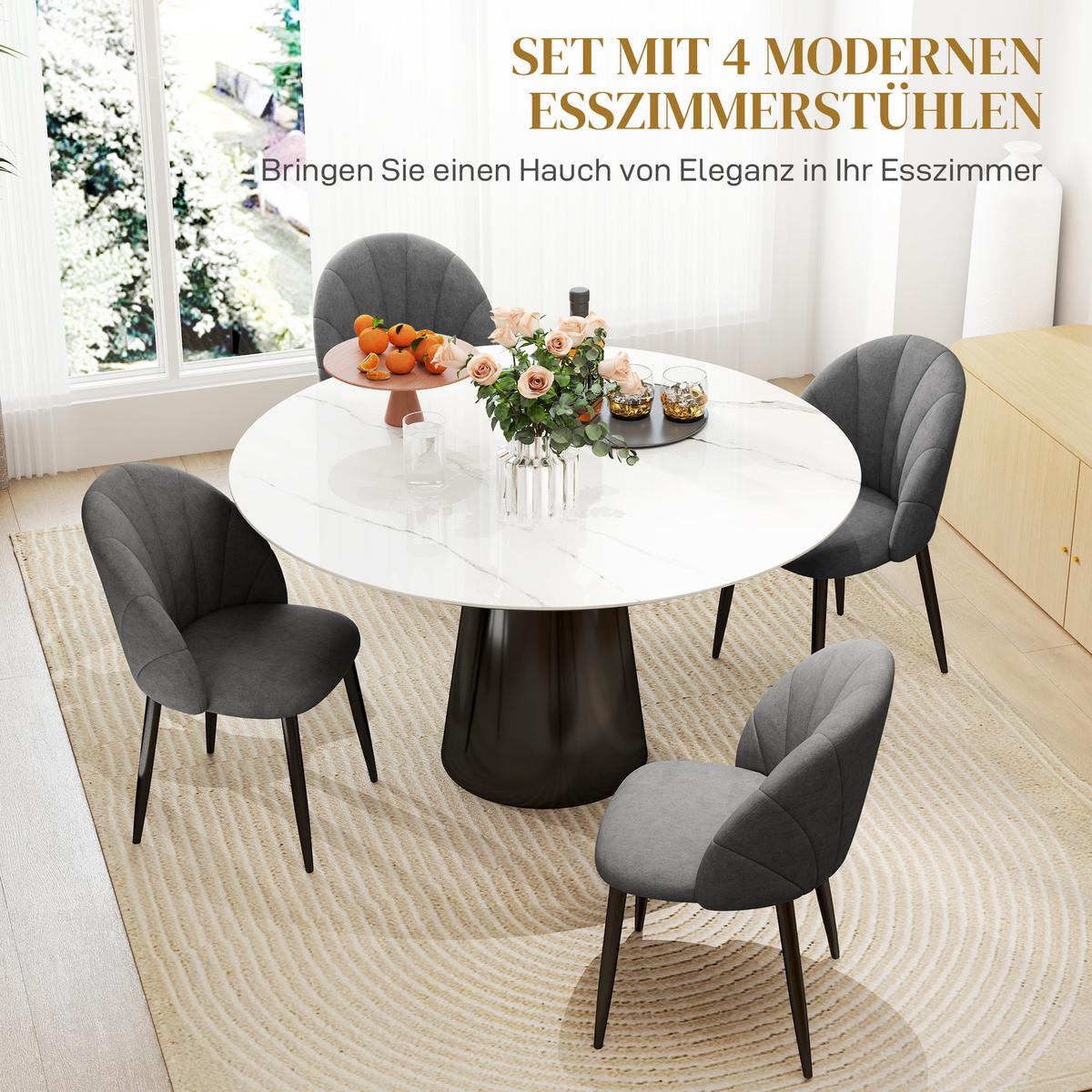 ESSZIMMERSTÜHLE 4er Set Polyester Stahl Dunkelgrau - Dunkelgrau, Textil (52/79/54cm) - HOMCOM
