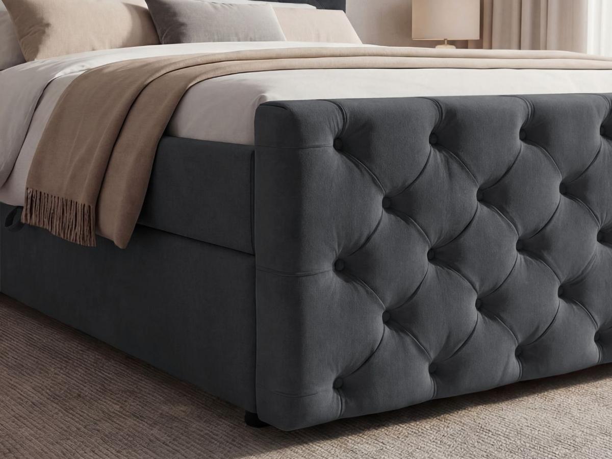 BOXBETT Montego 180x200 Dunkelgrau - Dunkelgrau, Holz/Textil (180/200cm) - Graingold