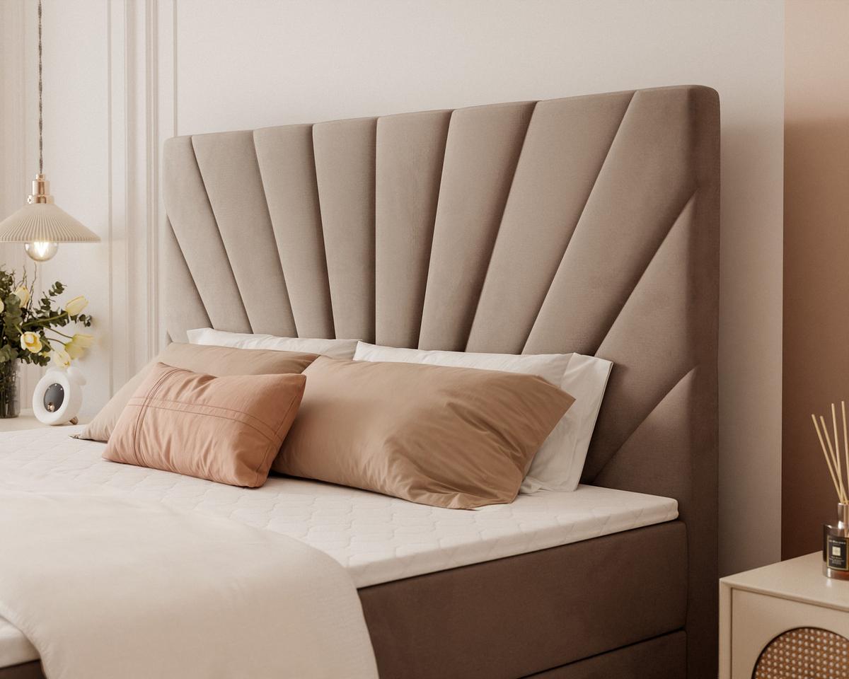 BOXBETT 160x200 cm mit Topper - Braun, Holzwerkstoff/Textil (120/200cm) - Idohome