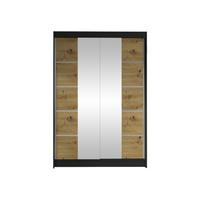 SCHWEBETÜRENSCHRANK Lino V - Schwarz/Eiche Artisan, Holzwerkstoff/Metall (120/200/58cm) - MIRJAN24