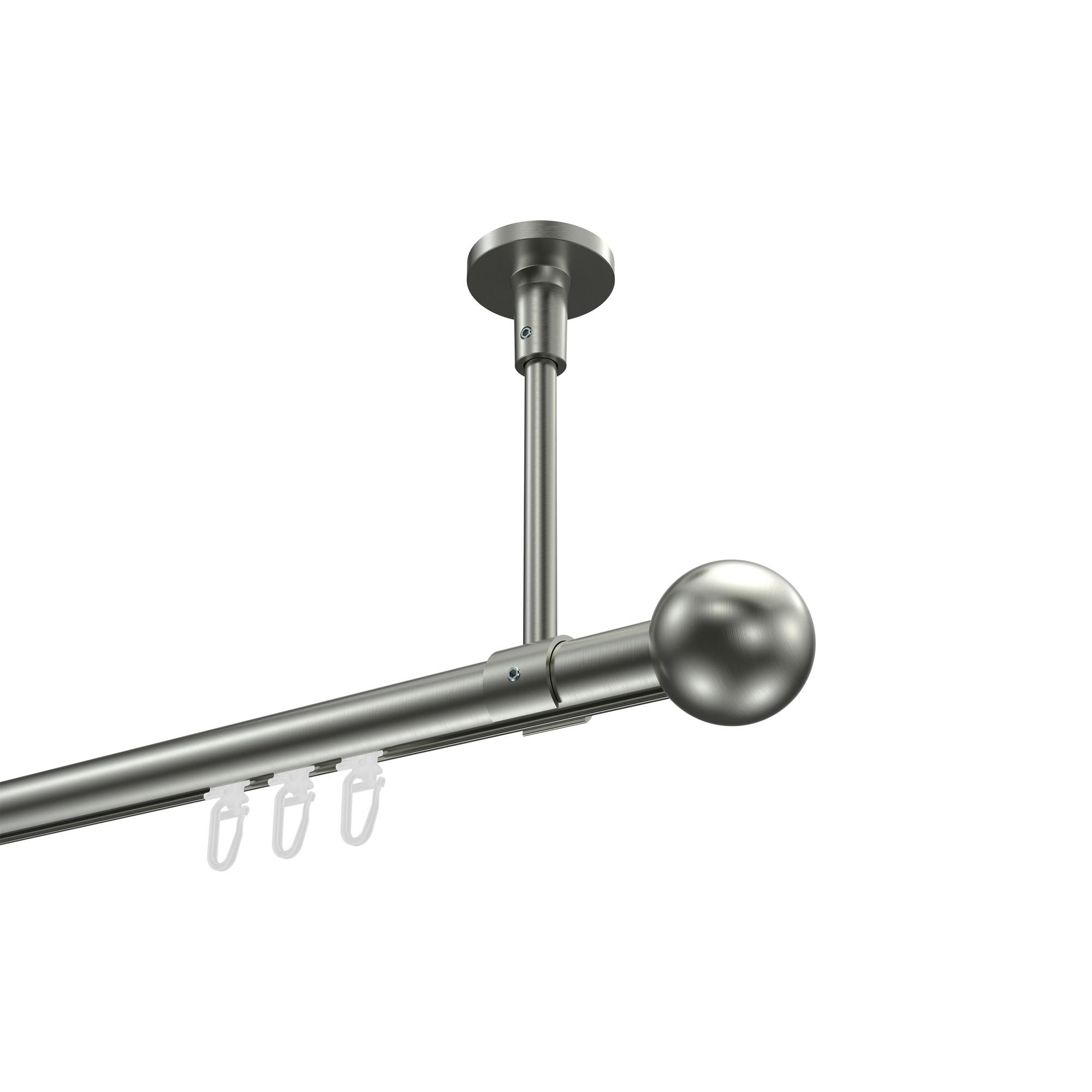 GARDINENSTANGE INNENLAUF Sonette Luino 420 cm (geteilt in 3 x 140 cm), 1-läufig, 20 mm Ø Edelstahl-Optik - Edelstahlfarben, Metall (420cm) - INTERDECO