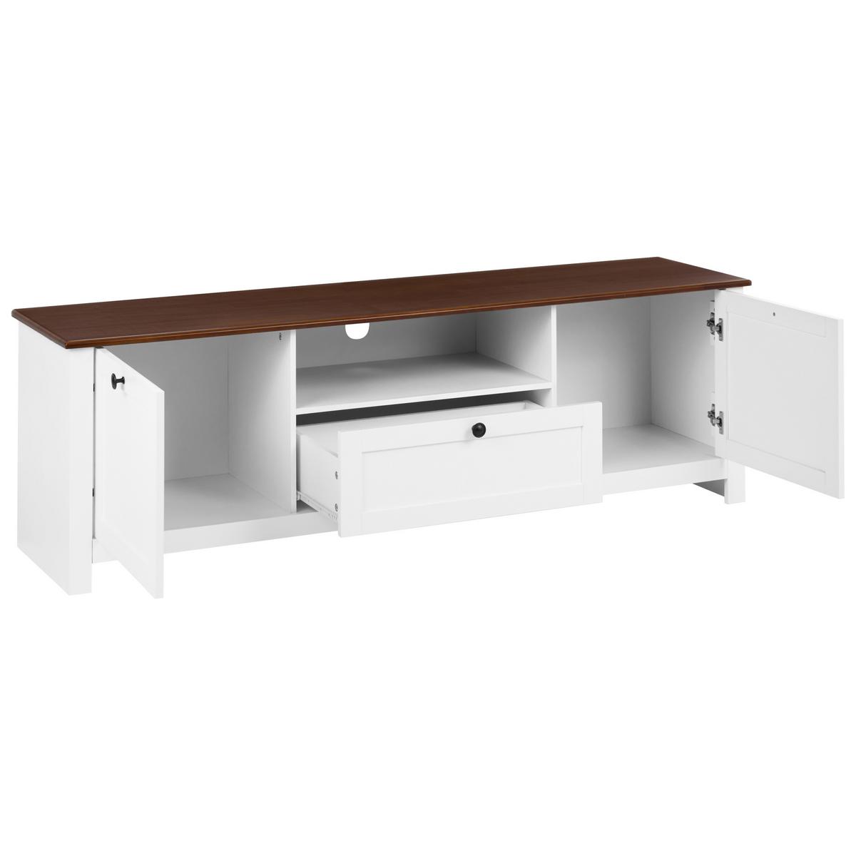 TV-MÖBEL Weiß Pimba - Weiß/Braun, Holzwerkstoff (160/50/40cm) - Beliani