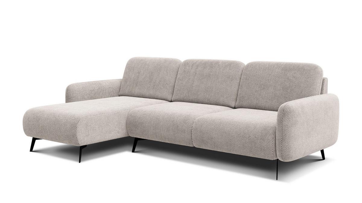 ECKSOFA FEBE 4-Sitzer links, beige - Beige/Schwarz, Holz/Textil (264/157cm) - Wozimo