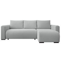 ECKSOFA DORA L, Eckcouch in L-Form mit Schlaffunktion und Bettkasten, Farbe: Grau, Bouclé-Stoff, Ottomane Rechts - Grau, Textil (240/143cm) - Storez24