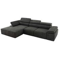 ECKSOFA RILASSO L Dunkelgrau Velvet - links - Dunkelgrau/Schwarz, Kunststoff/Textil (296/174cm) - MKS