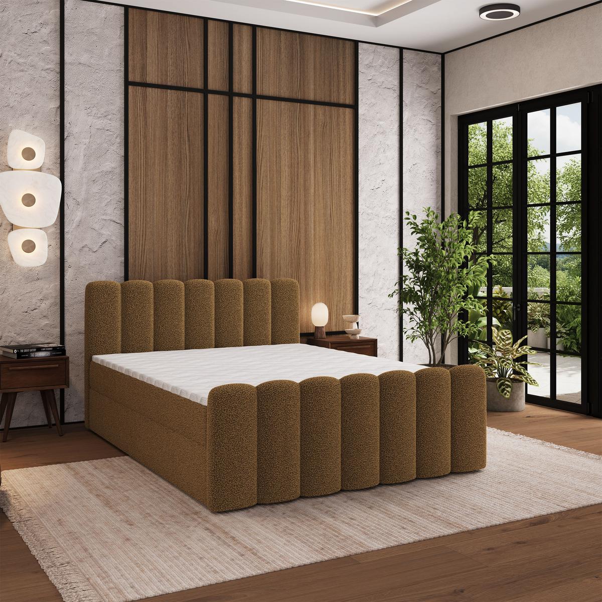 BOXBETT CELLA 140x200 cm mit Matratze und Topper - Orange - Orange, Holz (140/200cm) - MASSENO