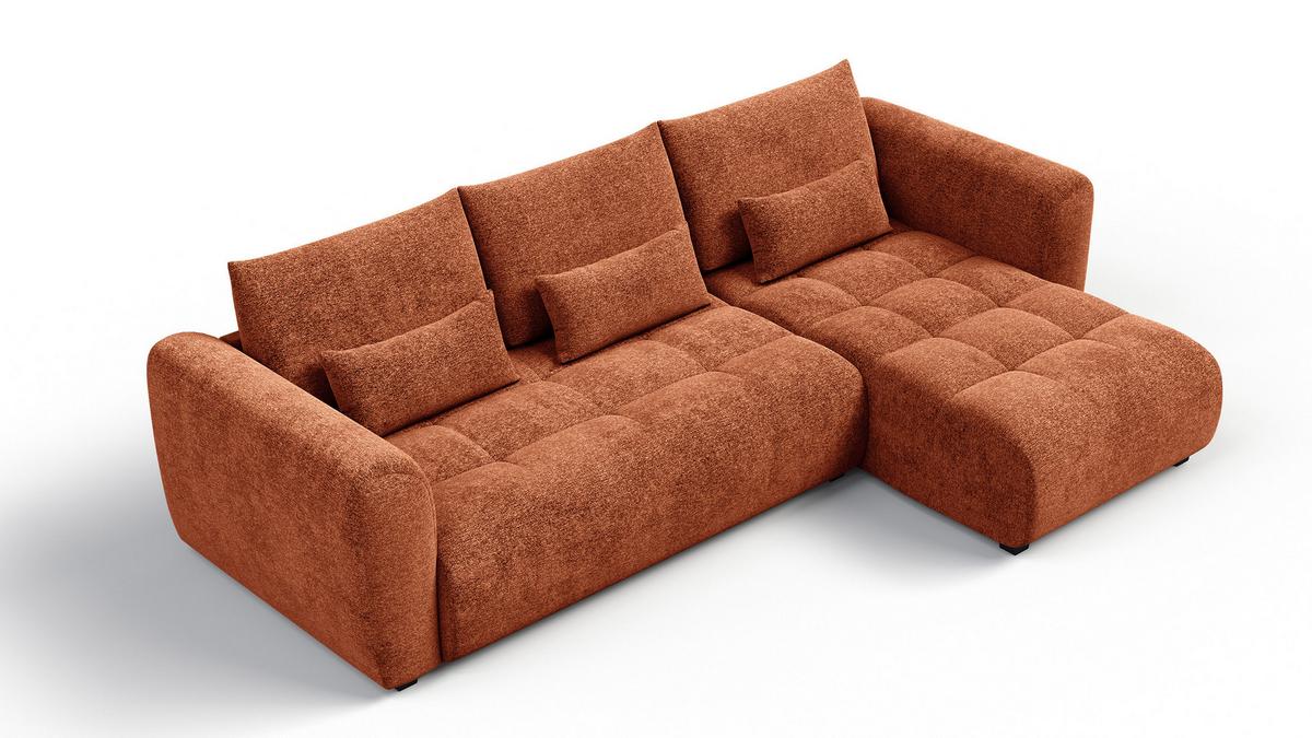 ECKSOFA SORENO 4-Sitzer, orange - Schwarz/Orange, Holz/Textil (293/171cm) - Wozimo