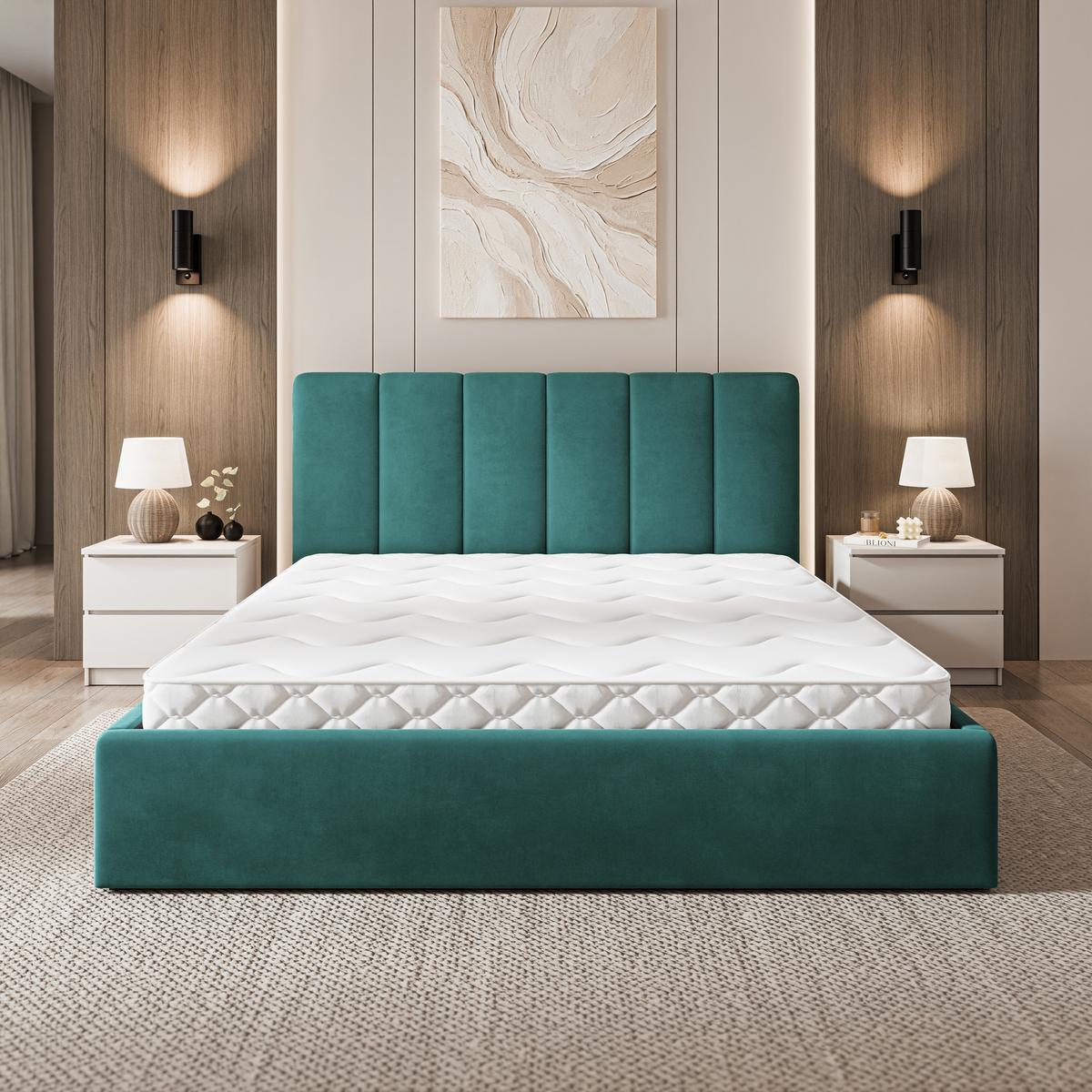 POLSTERBETT NEMIS 120x200 cm mit Bettkästen - Blau - Türkis, Holz (120/200cm) - MASSENO