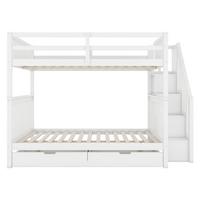ETAGENBETT kiefernholz weiß 140x200cm mit treppe stauraum - Weiß, Holz (140/200cm) - Urban Meuble
