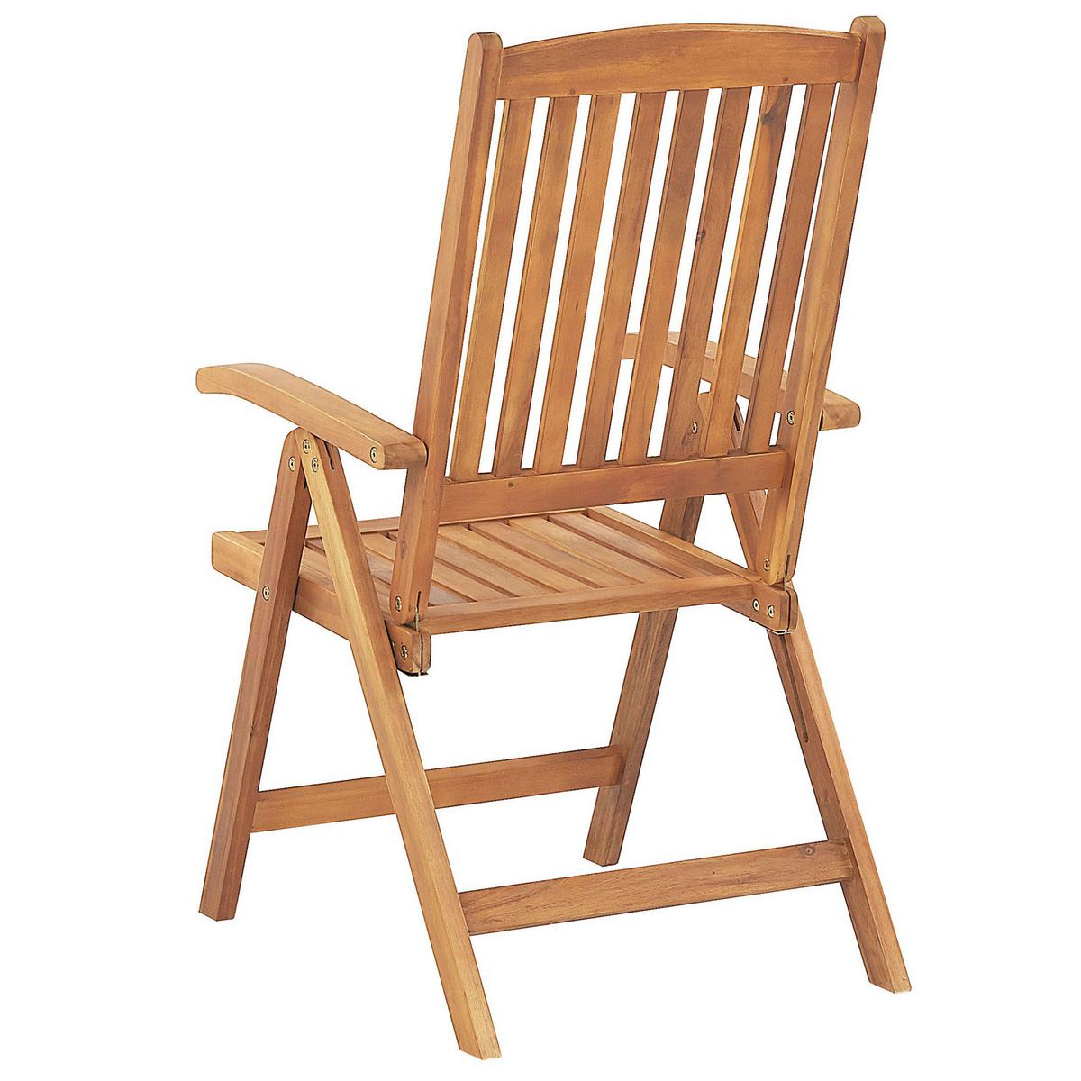 GARTENSTUHL 6er-Set Akazienholz hellbraun Auflagen cremeweiß Java - Hellbraun/Creme, Holz (54/105/69cm) - Beliani