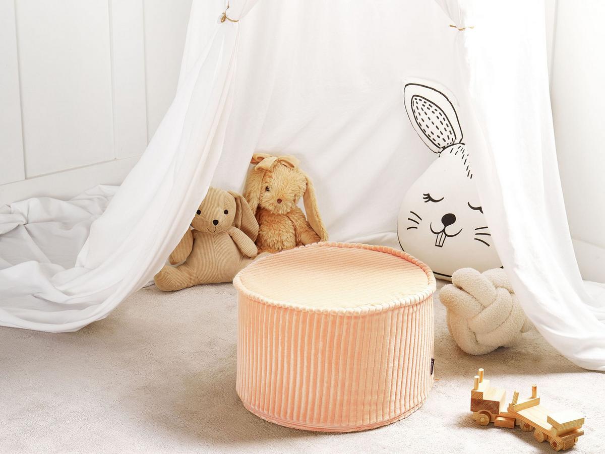 POUF Pfirsichrosa Zikria - Pink, Textil (40/25/40cm) - Beliani