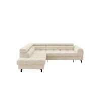 ECKSOFA mit Schlaffunktion Ottomane Links LUMA-L 272x203x70 Creme Velours - Creme/Schwarz, Holzwerkstoff/Kunststoff (272/203cm) - ALTDECOR