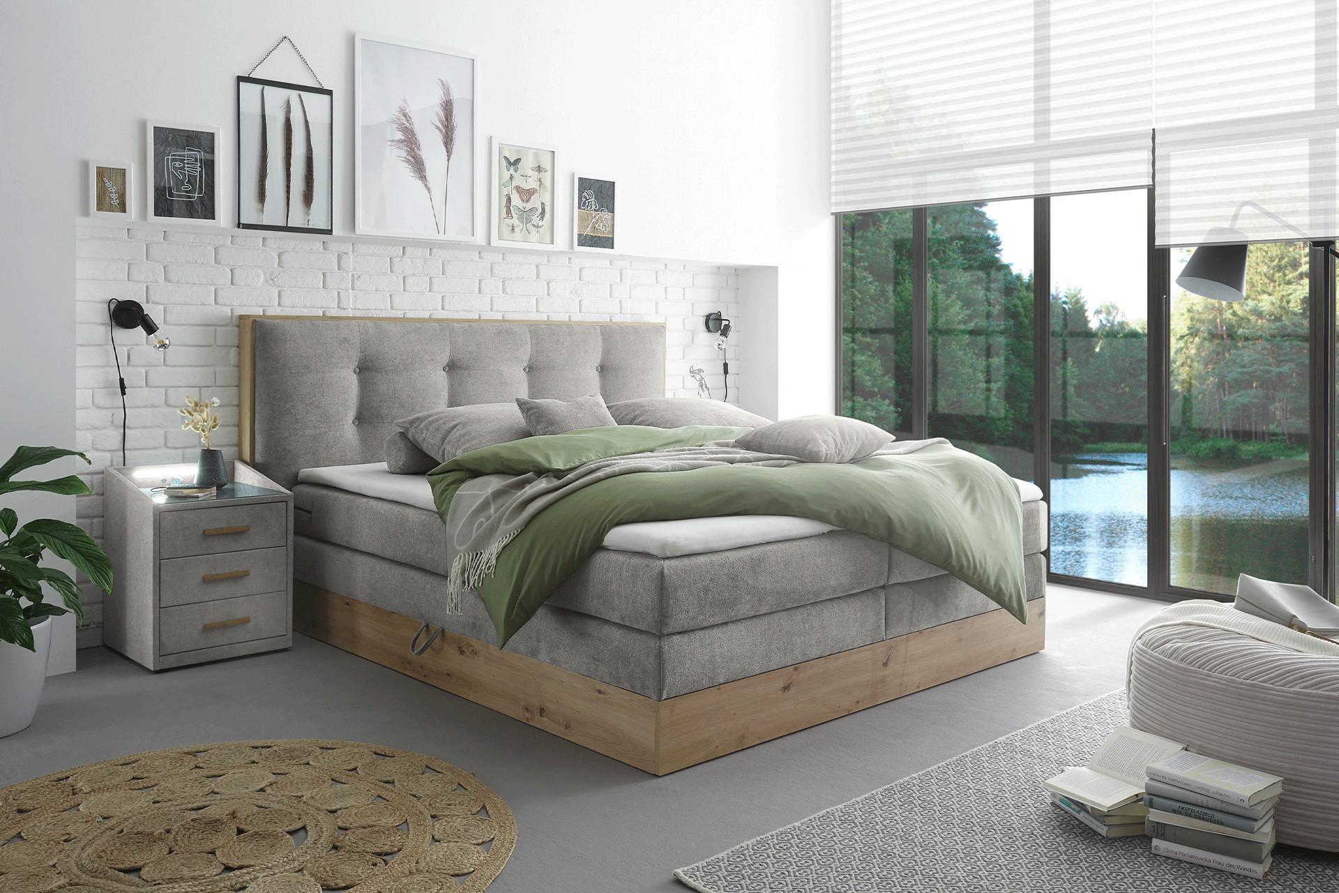 Günstiges Boxspringbett mit 180x200 cm in Hellgrau