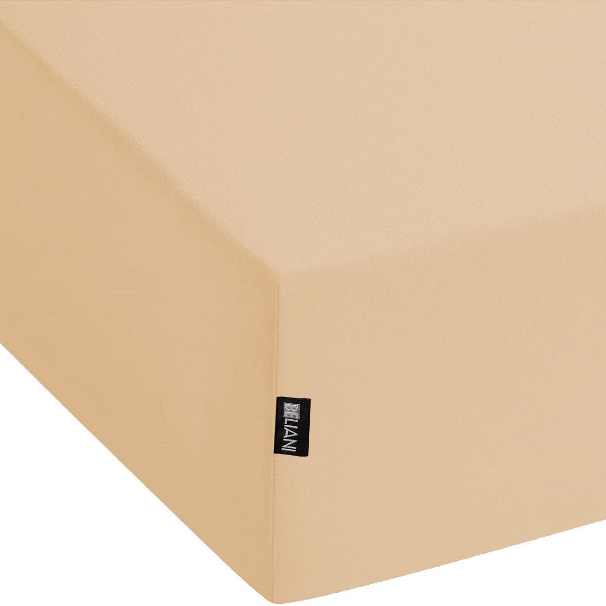 SPANNBETTLAKEN 200/200 cm Baumwolle Beige Janbu - Beige, Textil (200/200cm) - Beliani