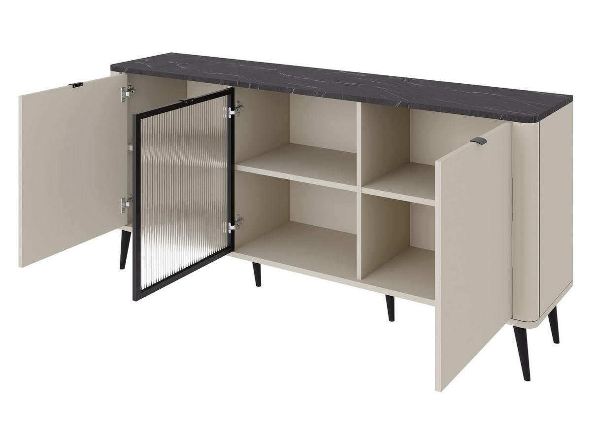 KOMMODE Marly 2D1W RE07 - Kaschmir/Schwarz, Holzwerkstoff/Metall (160/82/40cm) - MIRJAN24