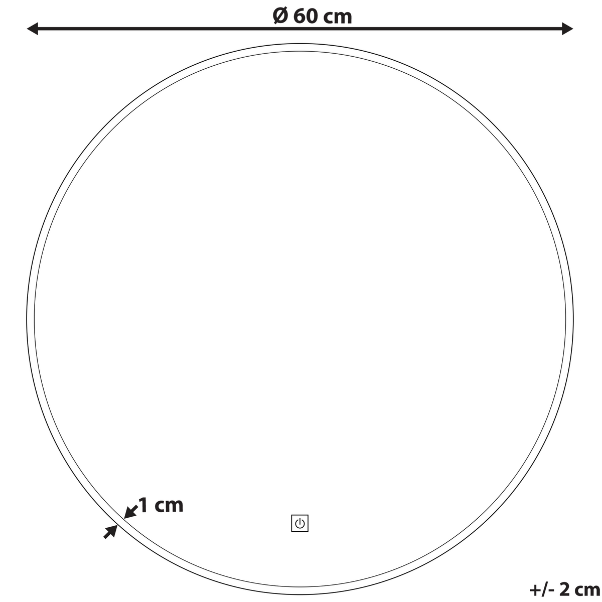 BADSPIEGEL mit LED-Beleuchtung rund 60 cm Callac - Silberfarben, Glas (60/60/3cm) - Beliani