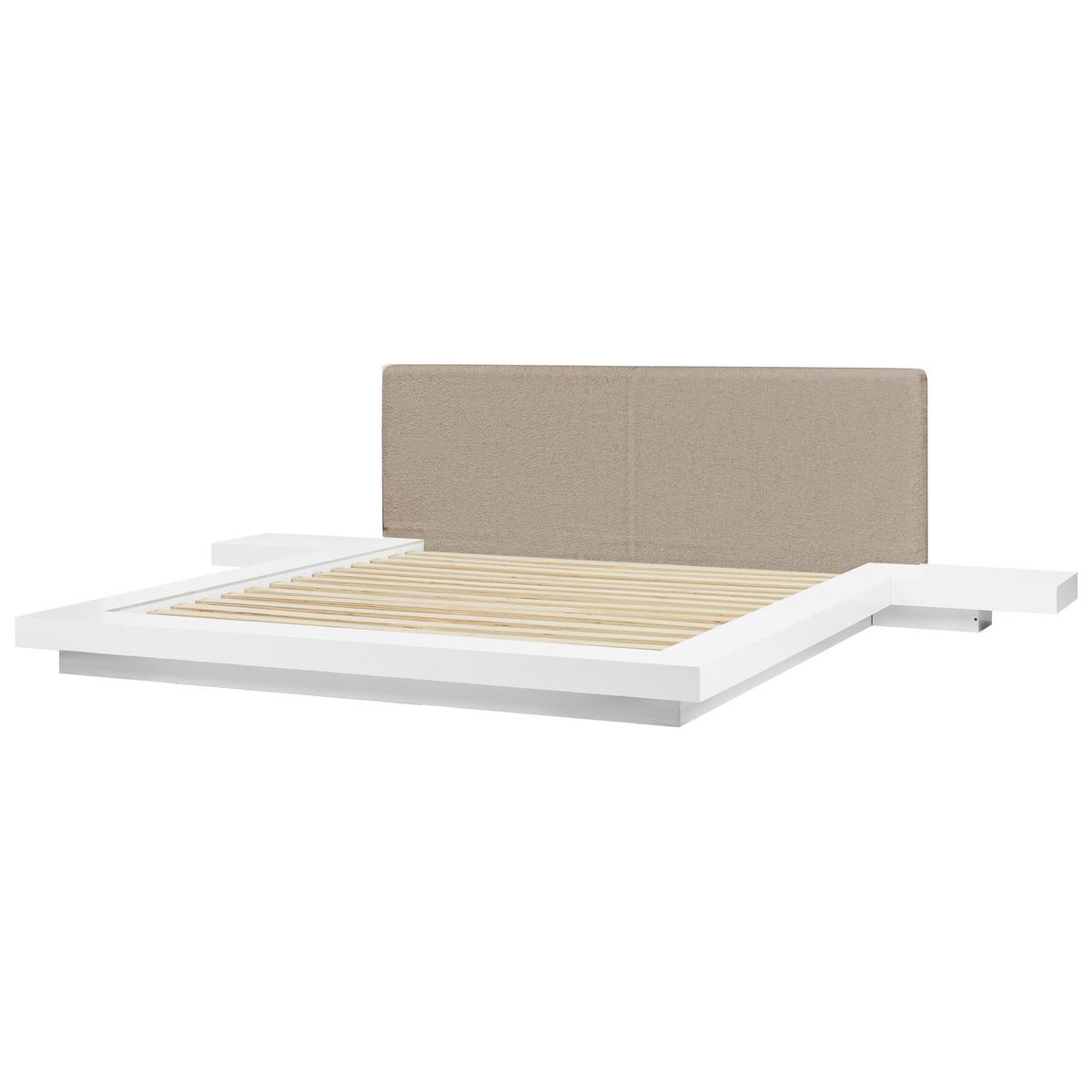 BETT mit LED 180/200 cm MDF-Platte Taupe Zen - Taupe, Holzwerkstoff (180/200cm) - Beliani