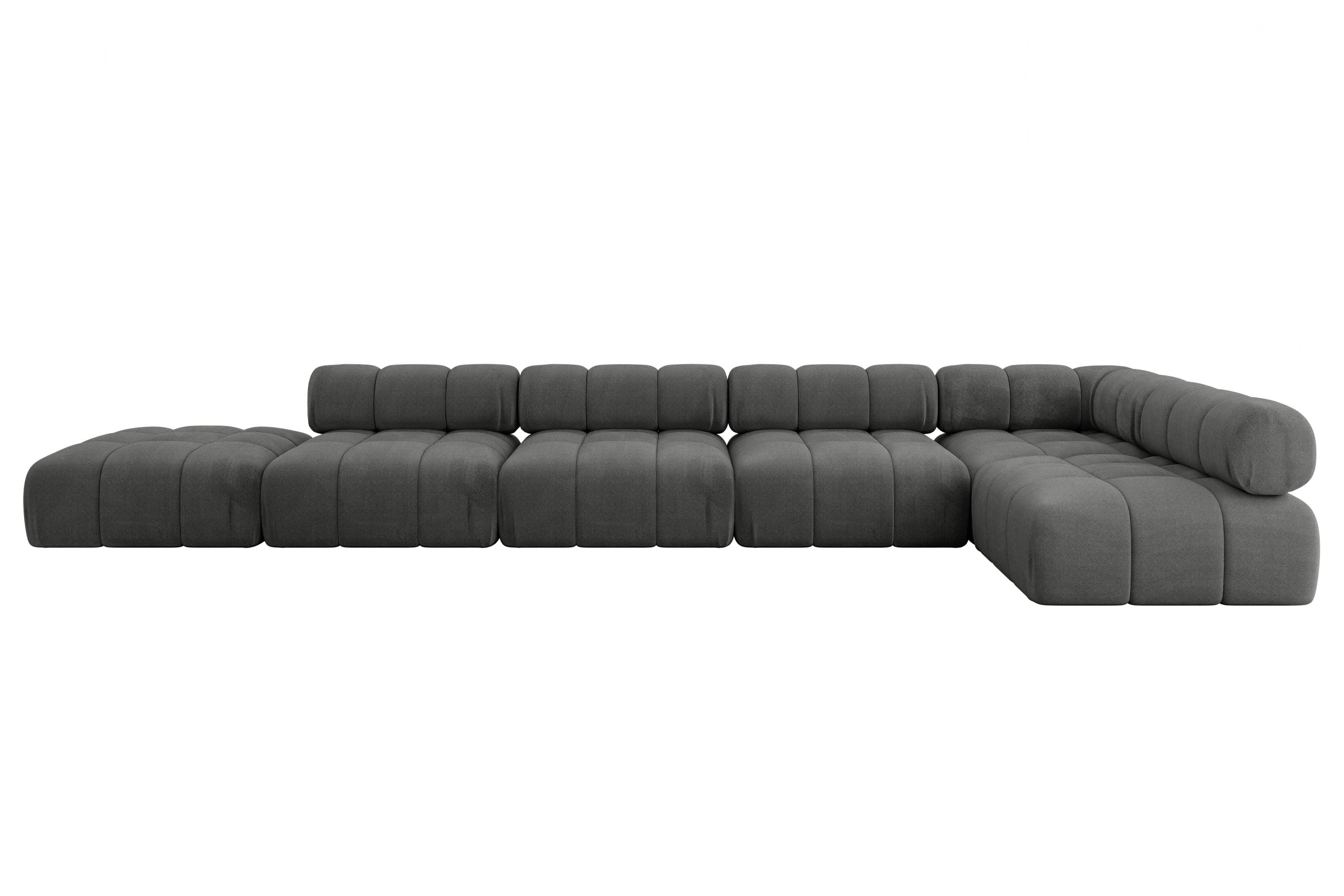 ECKSOFA modulares Sofa Favio-L3 - 475x190x70 cm Dunkelgrau Velours - Dunkelgrau, Holzwerkstoff/Textil (475/190cm) - ALTDECOR
